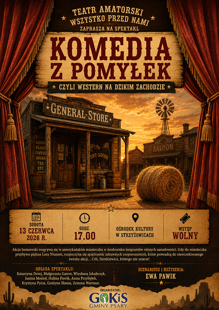 Plakat spektakl teatralny Komedia z Pomyłek